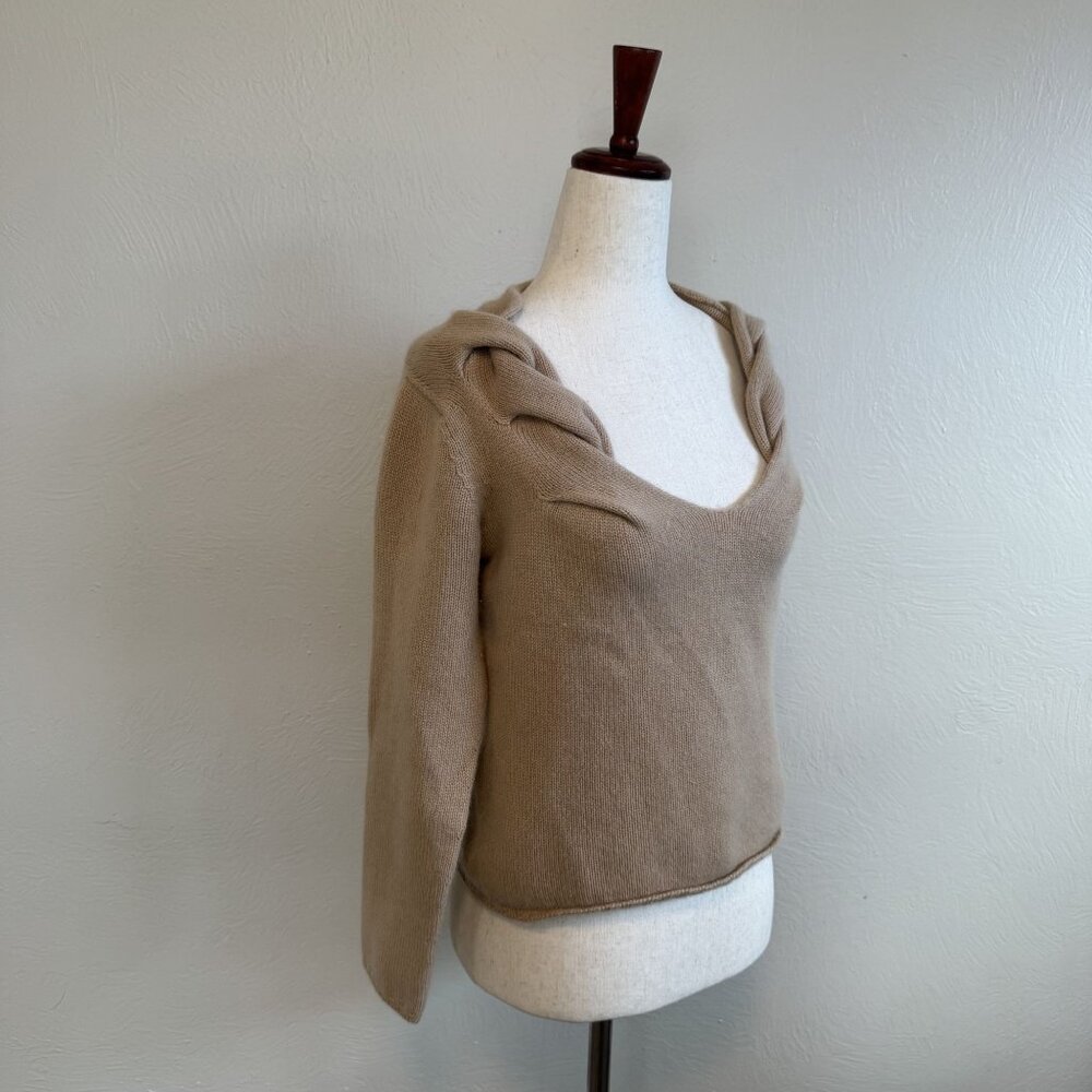 Cashmere Les Copains Braided Camel Sweater Size 40